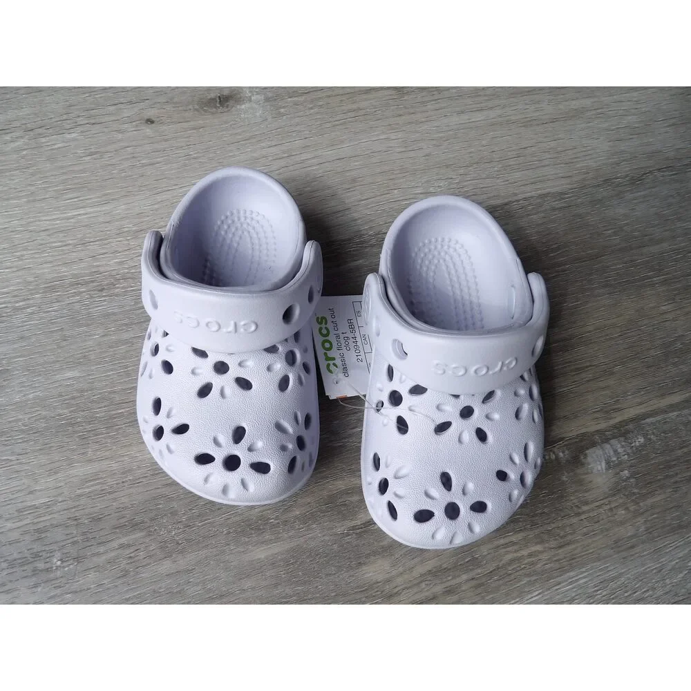 Crocs Floral Cut Out Kids Clogs size 5